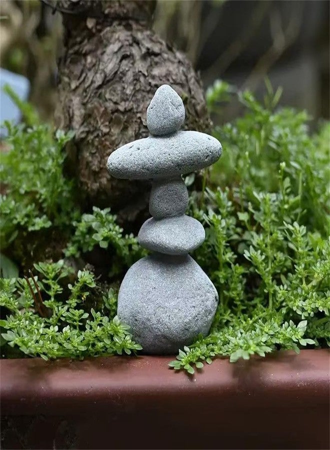 livelyfish Balanced Stones Statue Aquarium Rock Decor 3.4" Stacked Rock Figurines for Fish Tank Zen Garden Bonsai Accessories Micro Landscape Decorations,S - Image 2